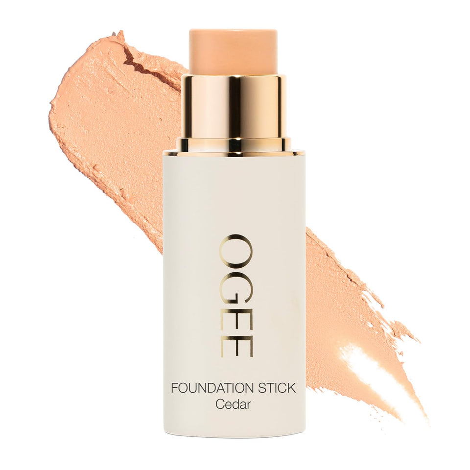 Ogee Sculpted Complexion Foundation Stick Cedar 1-20c compact for portable touch-ups with even skin tone.