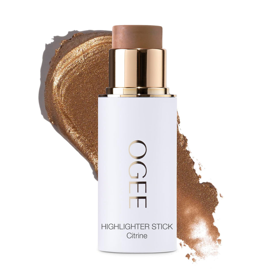 Ogee Sculpted Face Stick Citrine glow on cheekbones for a radiant, natural finish.