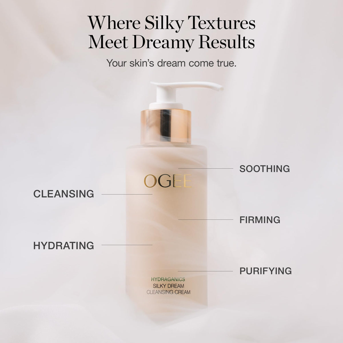 Ogee Silk Dream Cleanser texture cream close-up highlighting rich hydration