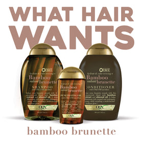 OGX almond oil drop nourishes brunette hair with smoothness and frizz control.