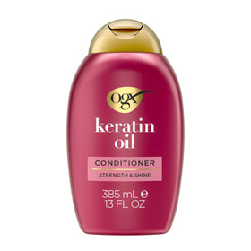 OGX Anti-Breakage Keratin Oil Conditioner bottle for stronger, smoother hair