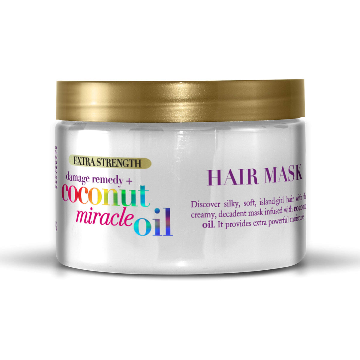 OGX Damage Remedy mask bottle highlighting nourishing formula for thick hair