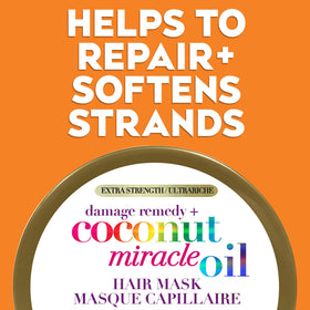 OGX ingredients list on bottle featuring coconut oil and vanilla bean extract