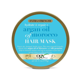 OGX Extra Strength Hydrate Repair mask jar showing deep conditioning for dry hair