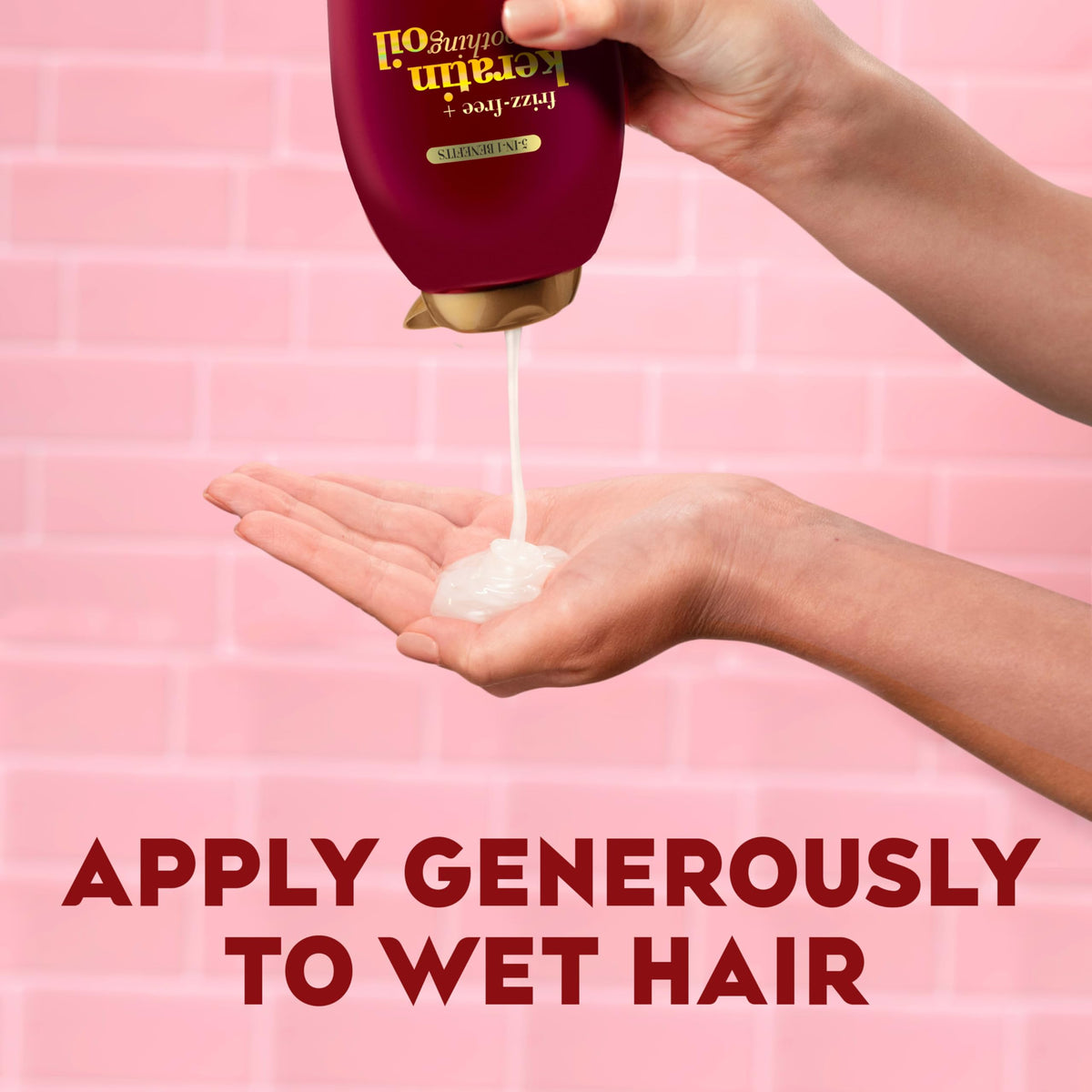 OGX shampoo bottle emphasizing argan oil and ceramides formula.