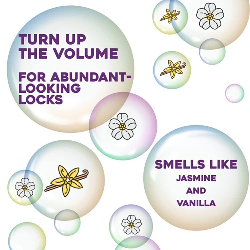 ogx Thick and Full Biotin and Collagen shampoo foam spread across hair for lift and shine