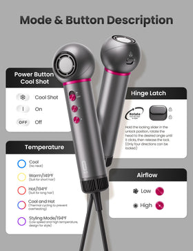 Concentrator nozzle focuses airflow for precise straightening or drying.