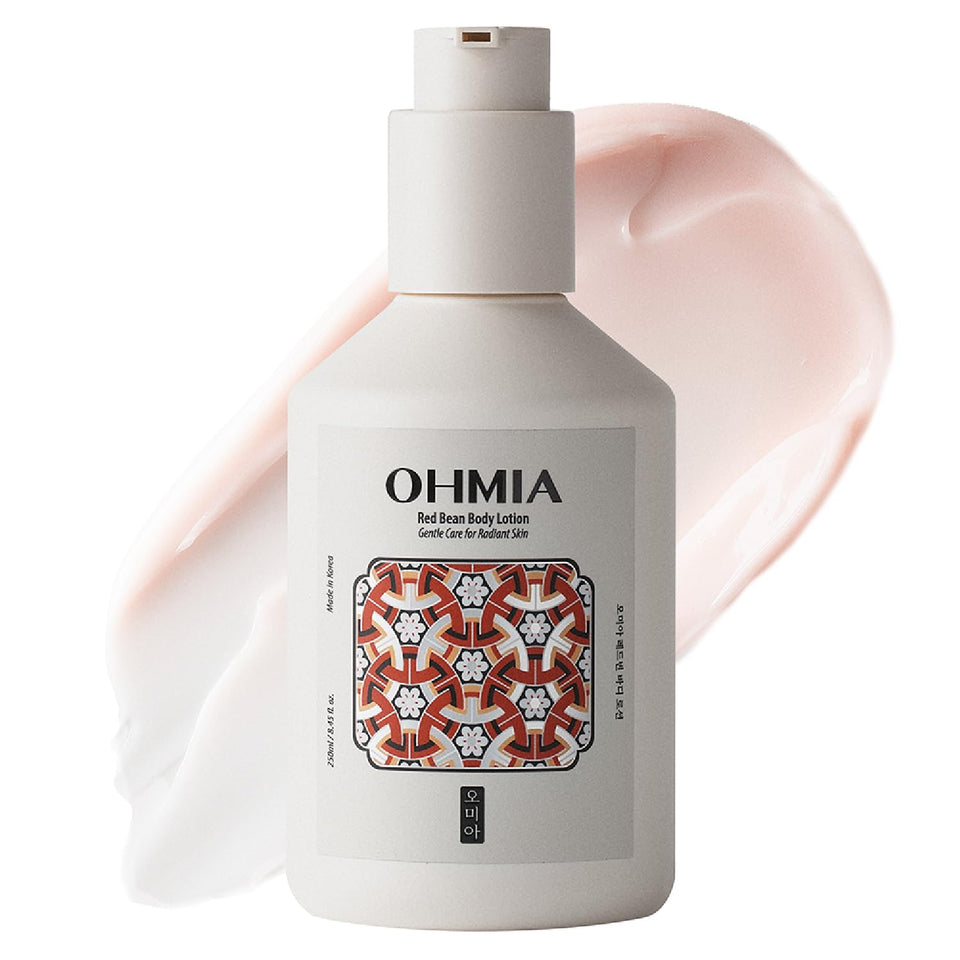 OHMIA Red Bean Body Lotion bottle enhances hydration for dry skin