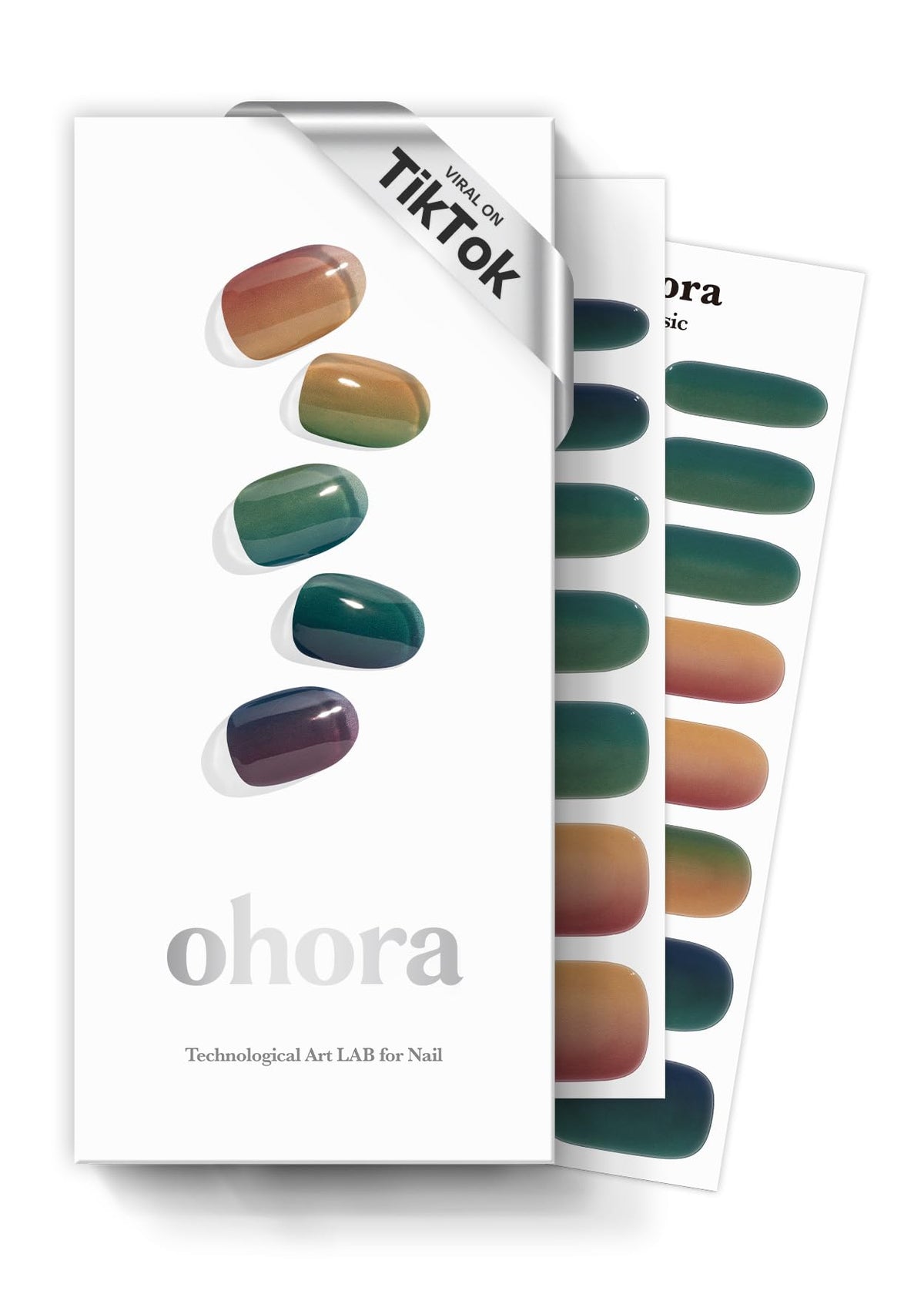 Ohora Autumn Ombre gel nail strips close-up showing salon-grade shine.