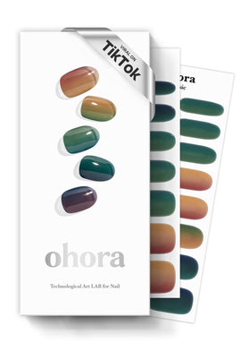 Ohora Autumn Ombre gel nail strips close-up showing salon-grade shine.