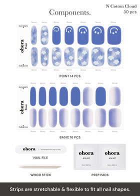ohora includes prep pads, file, and wooden stick for complete kit.