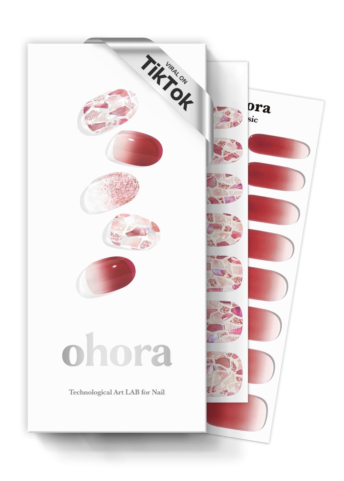 Ohora N Brilliant kit-contents showing 30 wraps and tools for quick home manicure