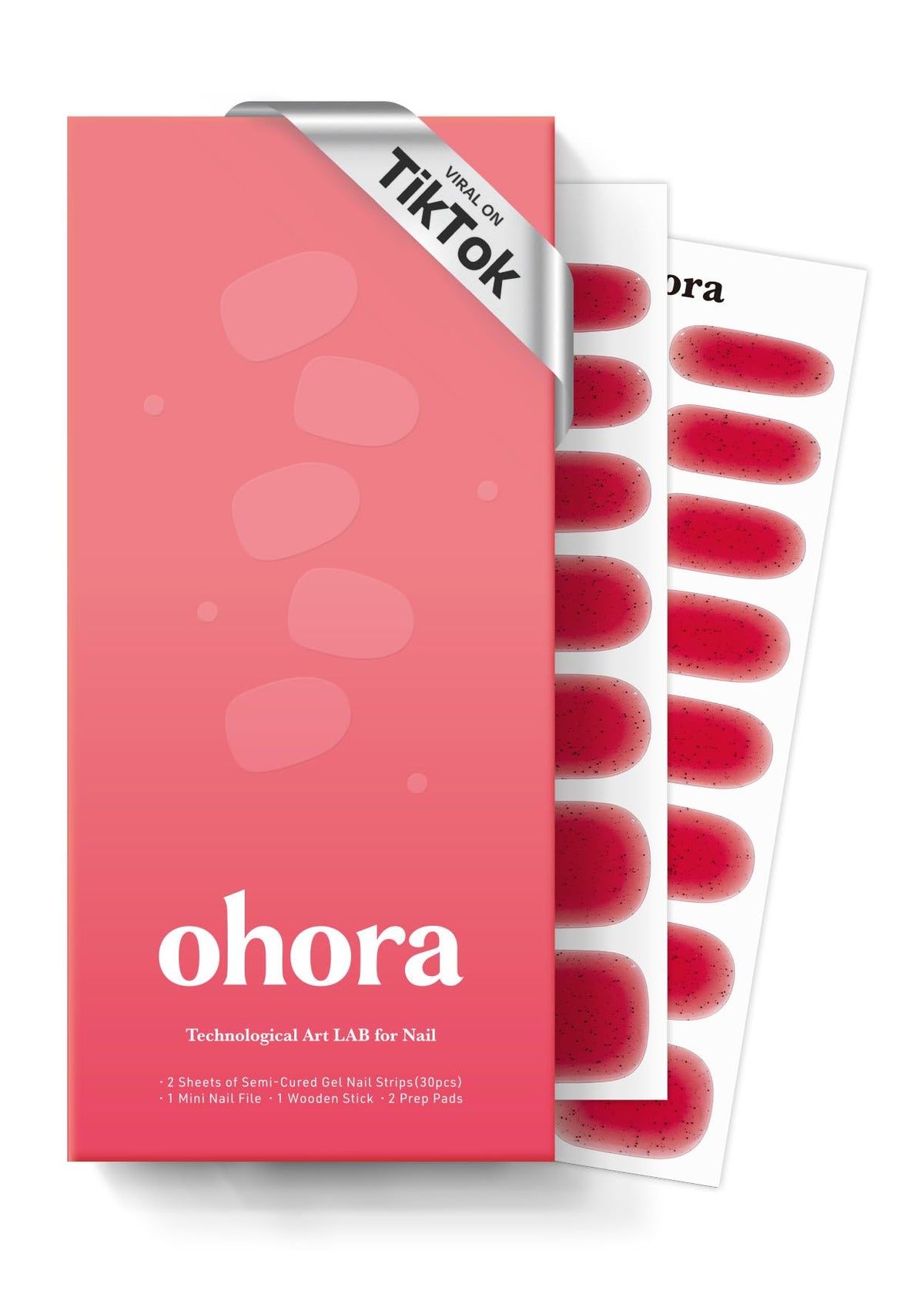ohora N Jelly Berry wraps box showing the complete manicure kit for at-home use.