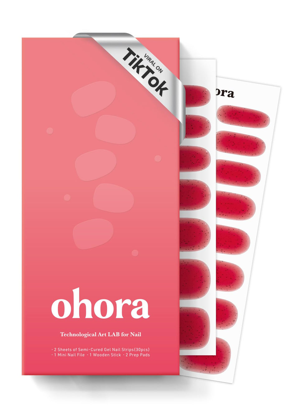 ohora N Jelly Berry wraps box showing the complete manicure kit for at-home use.
