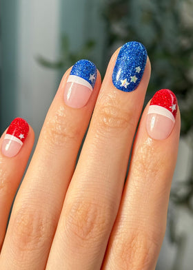 Ohora N-Star Stripes application step shows easy at-home manicure.