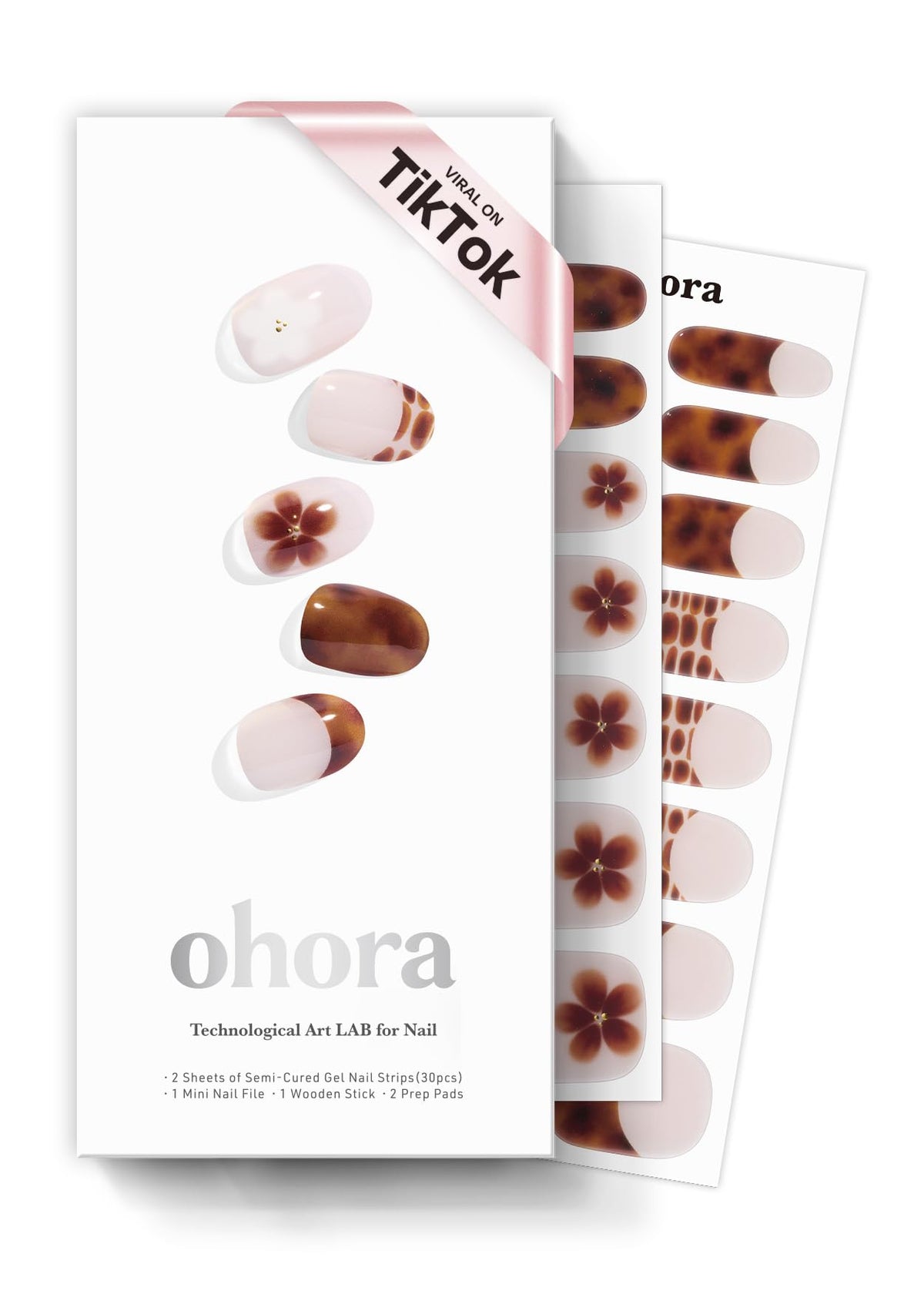 ohora N Tiki Tortoise nail strips box, ready for at-home manicures.