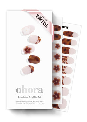 ohora N Tiki Tortoise nail strips box, ready for at-home manicures.