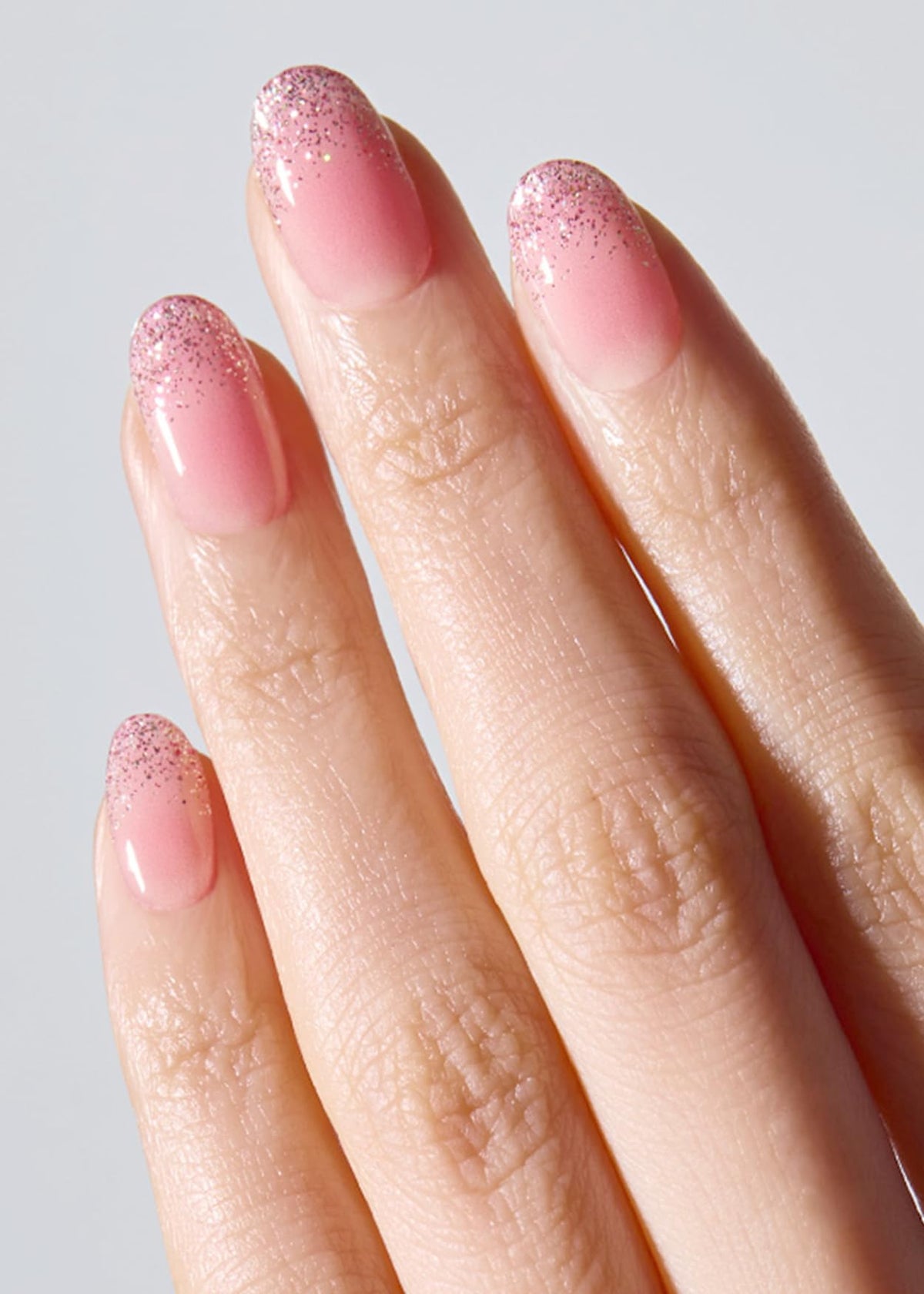 ohora N Fairy Blush nail wraps close-up showing the 30-piece set and size variety.