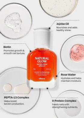 ohora Natural Glow Water Syrup acts as a base coat and protective layer on nails.