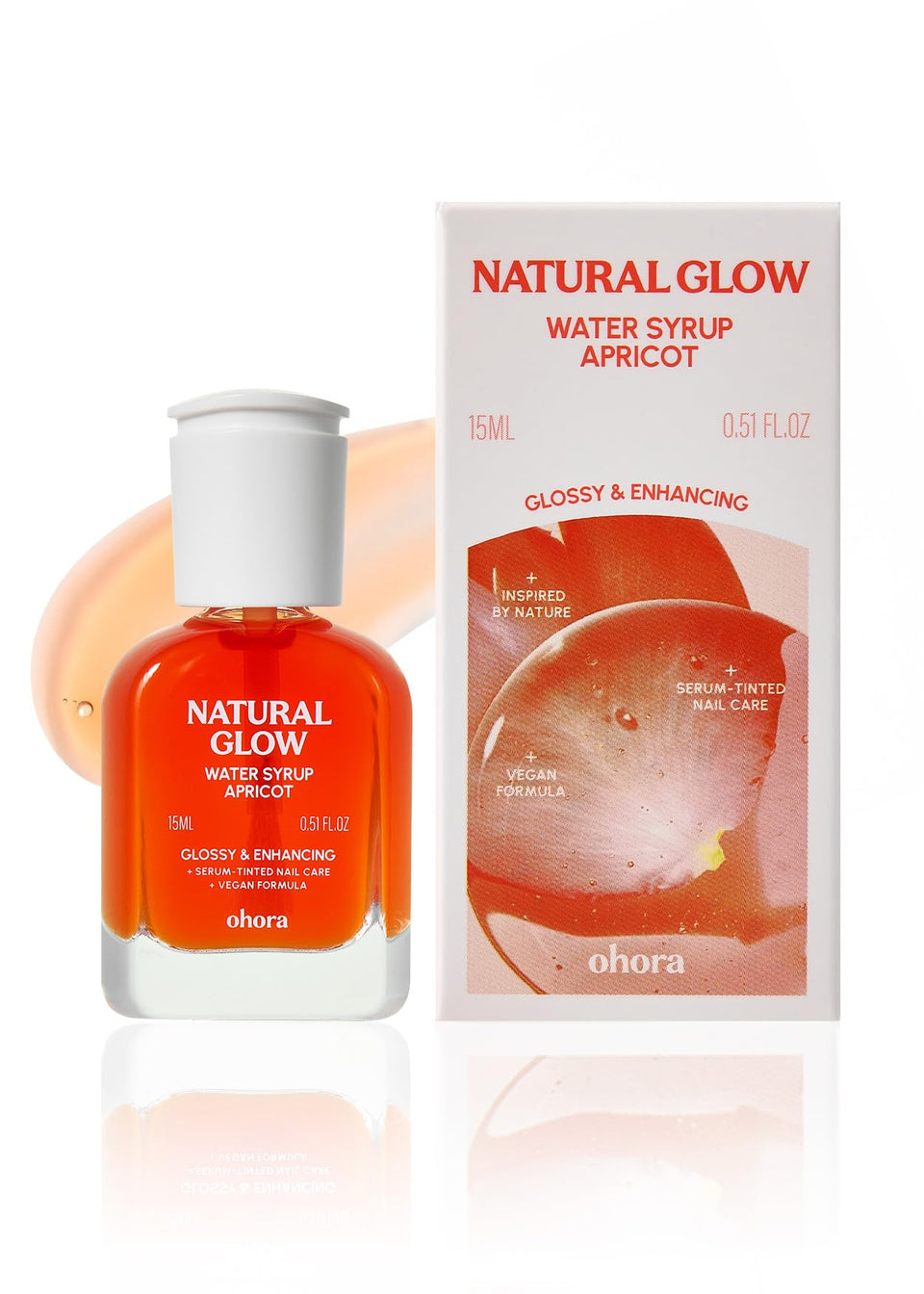 ohora Natural Glow Water Syrup bottle with apricot tint ready for even application and strengthening.