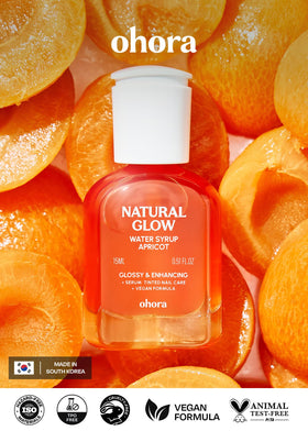 ohora Natural Glow Water Syrup hiding ridges to reveal smoother nails.