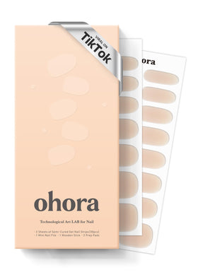 ohora N Bare Milk Tea box shows full gel nail strips kit for at-home manicures