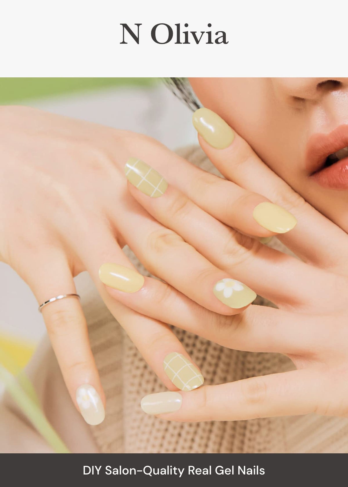Ohora Olivia green patterned wraps ready-to-wear set for quick salon-quality nails at home.