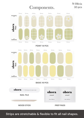 Ohora Olivia wraps include 30 wraps plus tools for simple at-home nail art.