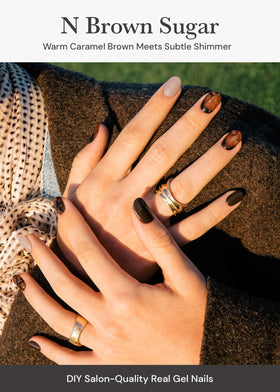 ohora patterned Brown Sugar nail wraps closeup showing pattern and texture.