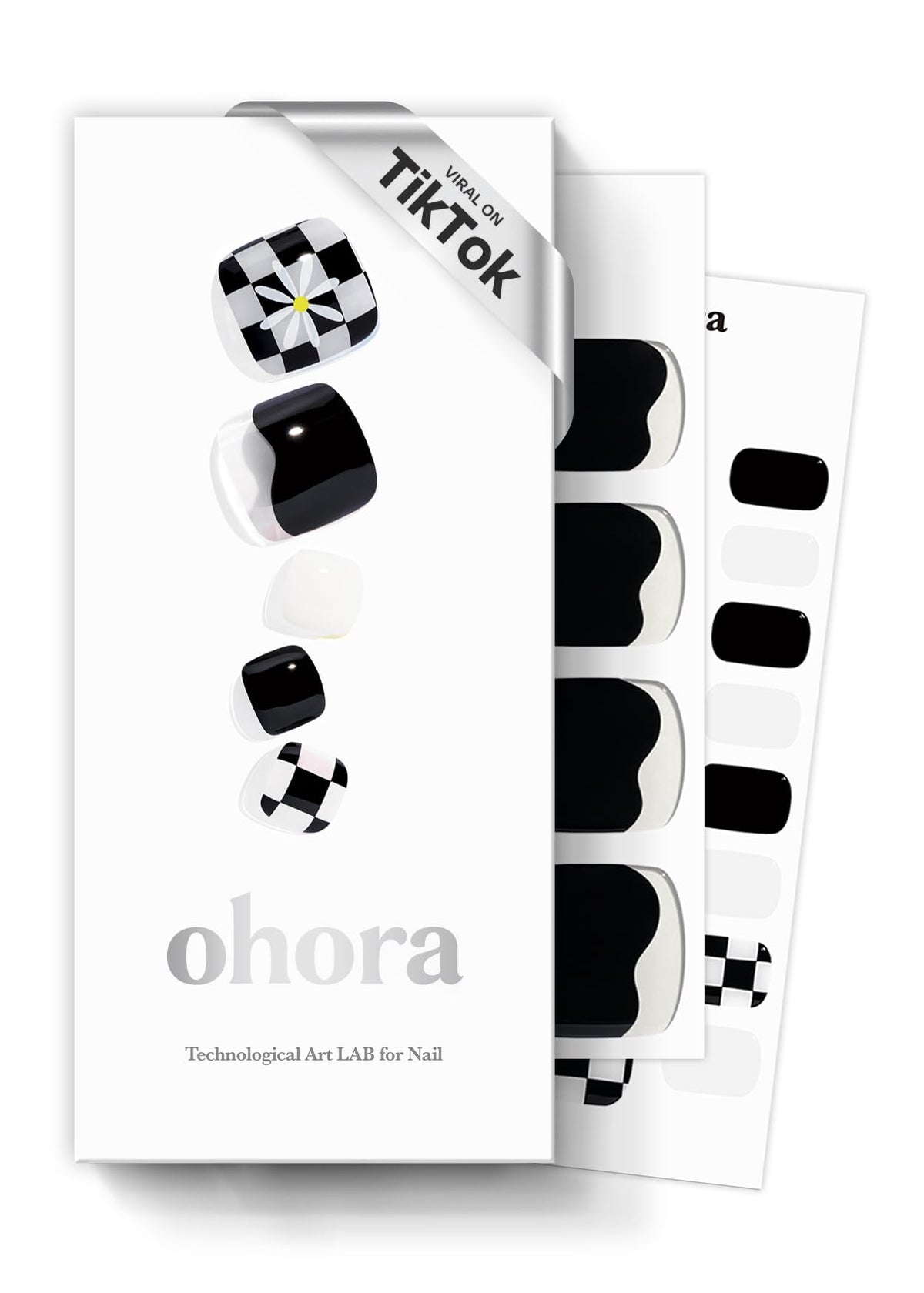 ohora P Checkmate semi cured gel pedi strips in package for quick at-home pedicure