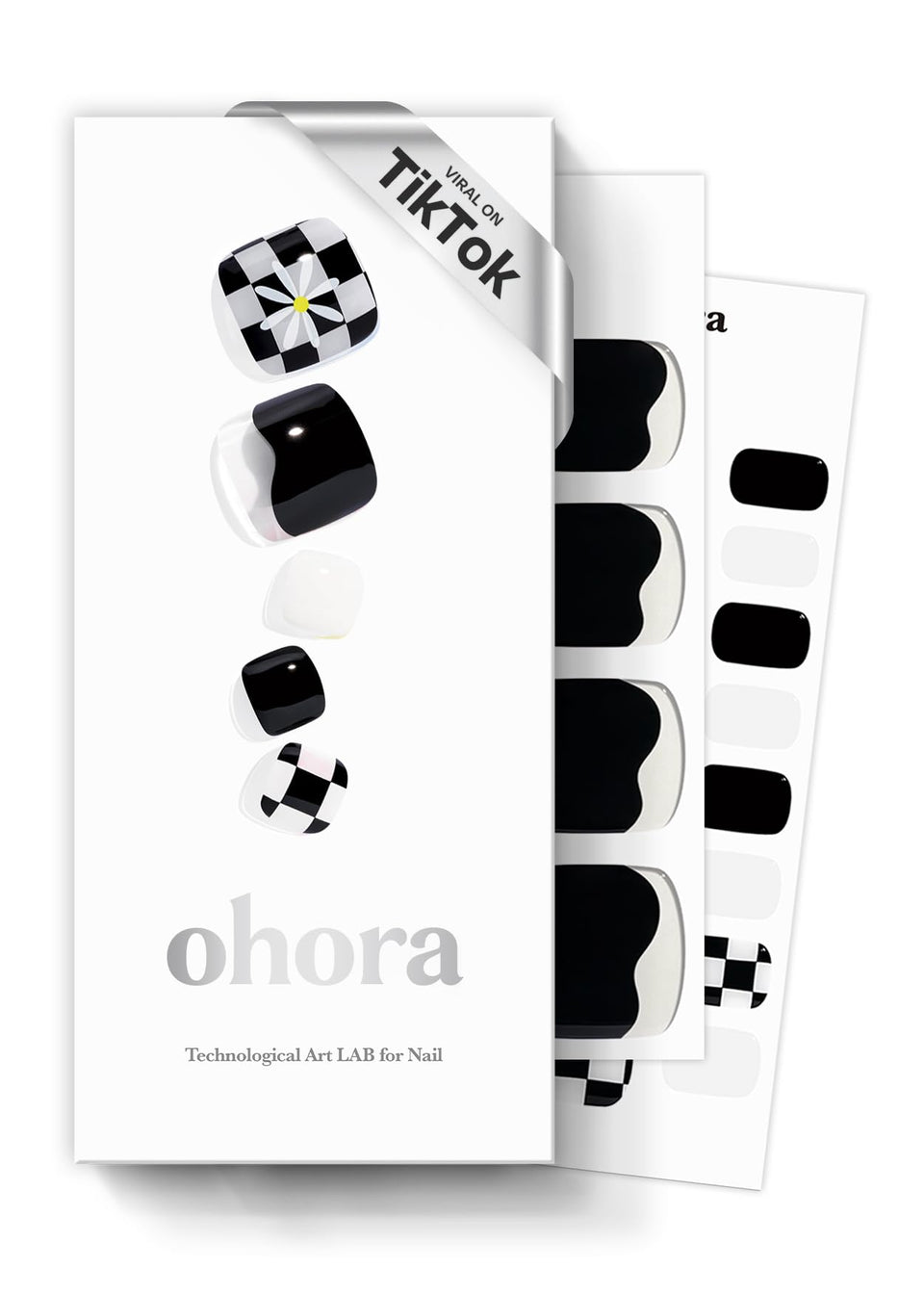 ohora P Checkmate semi cured gel pedi strips in package for quick at-home pedicure