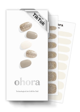 ohora Semi Cured Gel Nail Strips in brown glitter with a salon-ready look.
