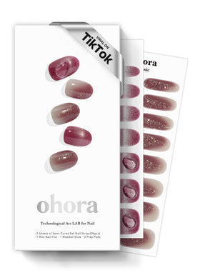 ohora semi cured gel nail strips in grape glaze box for at home salon quality nails