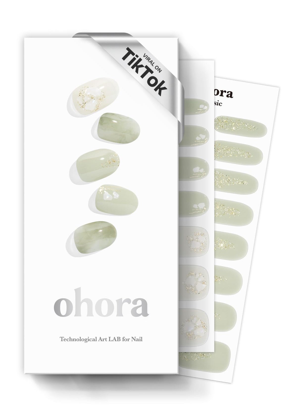 ohora N Green Tea gel nail strips with wraps for a salon look