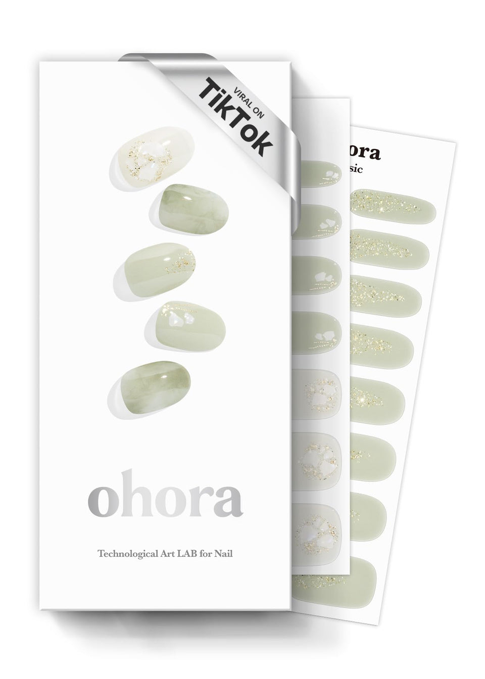 ohora N Green Tea gel nail strips with wraps for a salon look