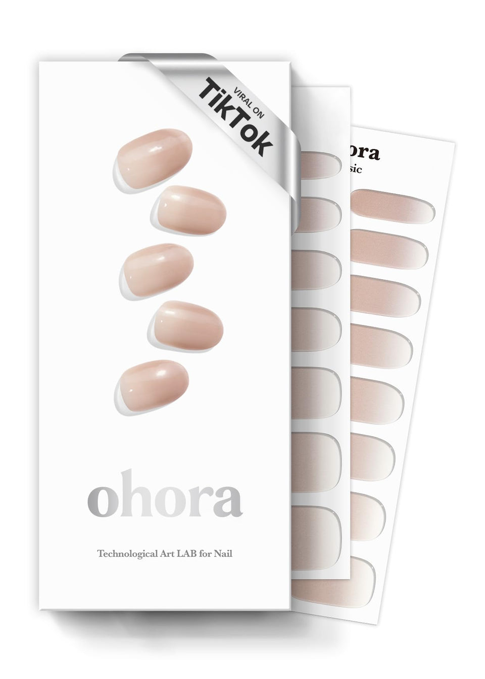 ohora Semi Cured Gel Nail Strips N Mild Latte packaging image, ready-to-use at home