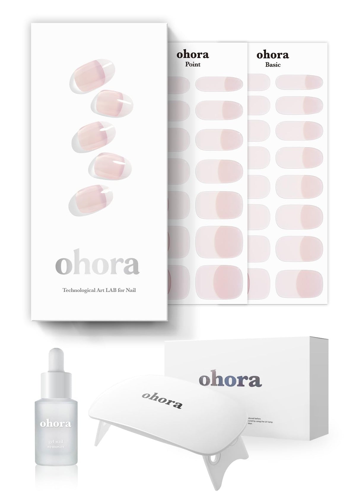 ohora semi-cured gel nail strips pack with 30 wraps in 15 sizes for a precise fit.