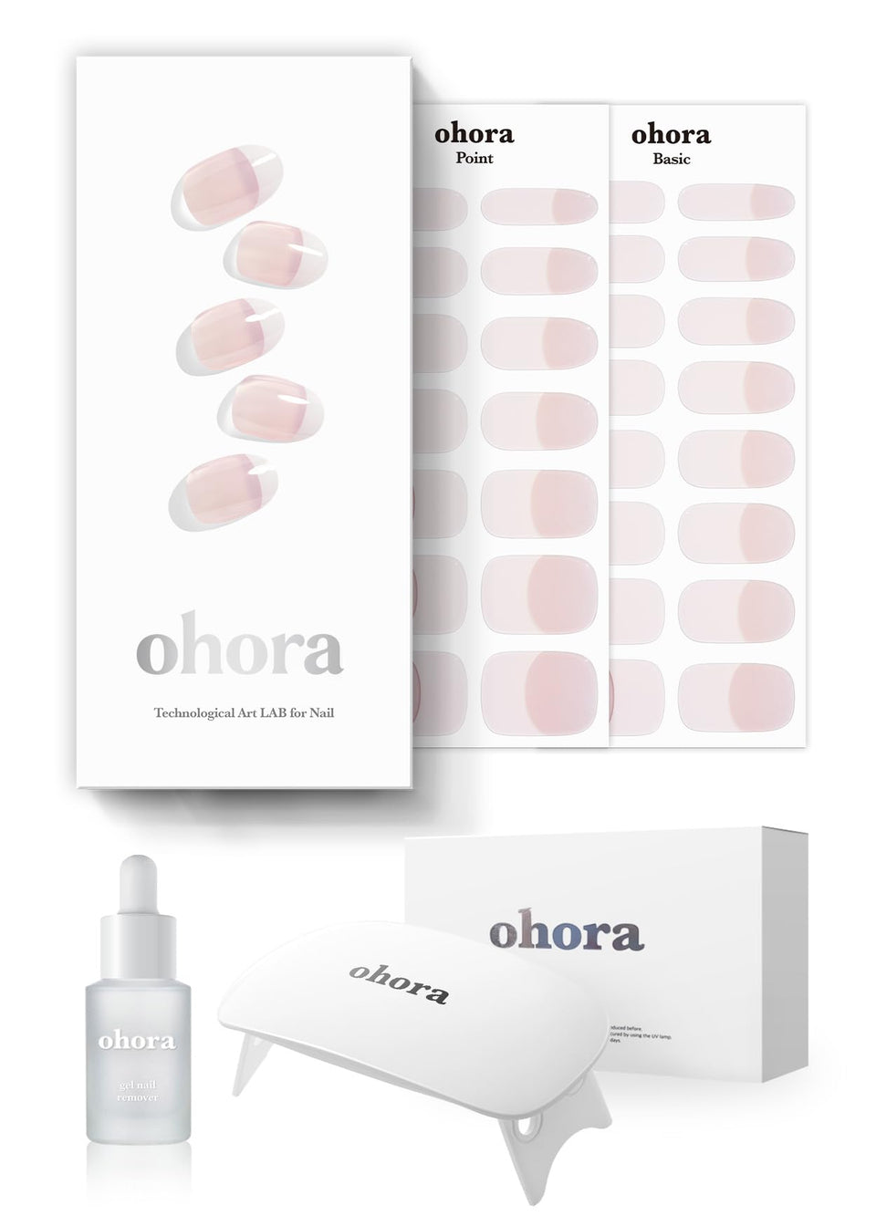 ohora semi-cured gel nail strips pack with 30 wraps in 15 sizes for a precise fit.