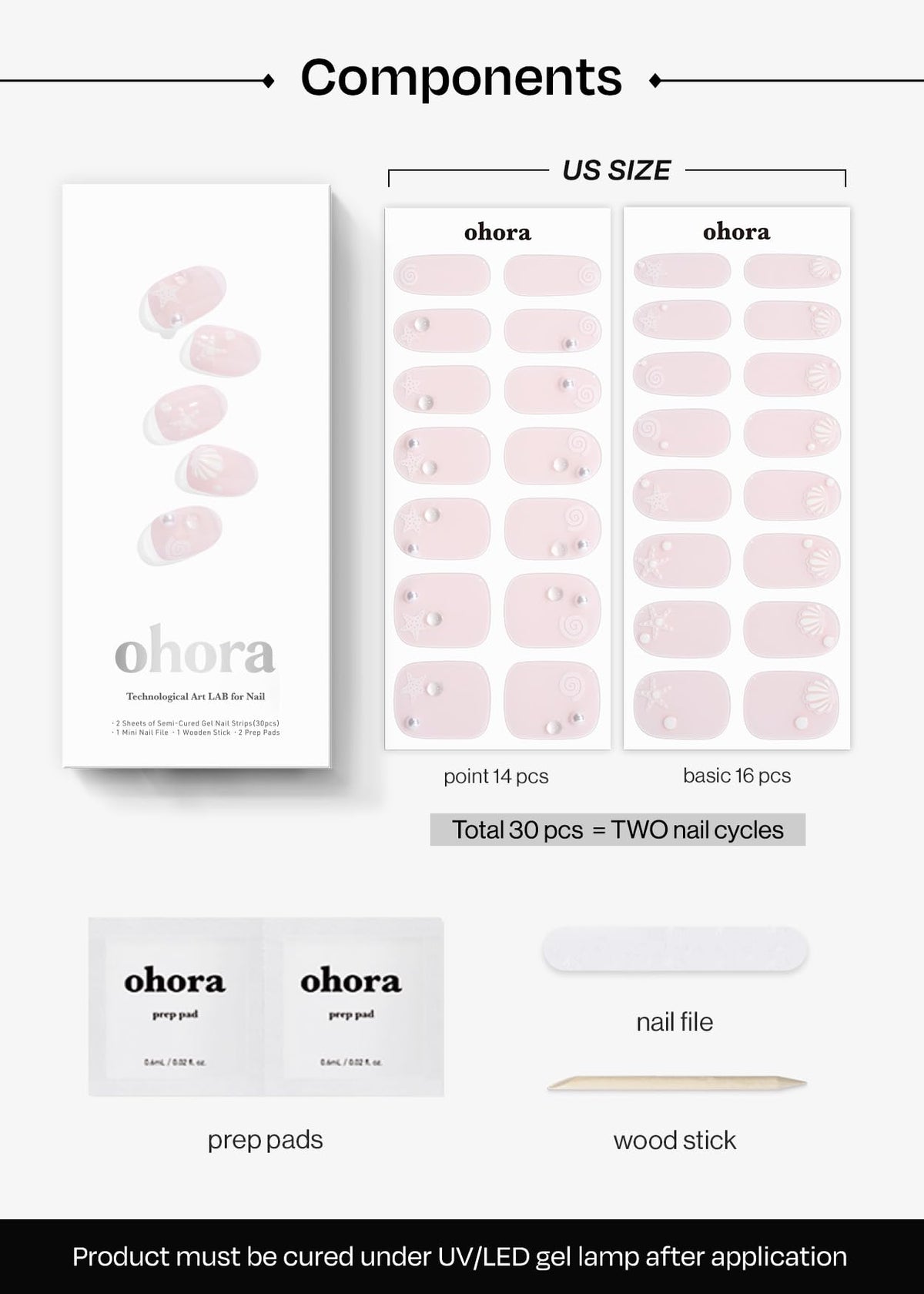 Ohora Seashell Love prep pads and file pictured for nail prep