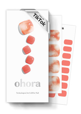 Ohora Semi Cured Gel Pedi Strips P Arman orange marble for long-lasting home nails