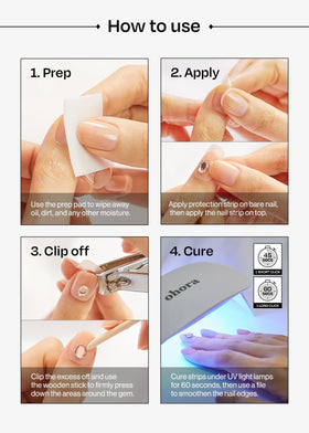 Gel strips curing under lamp for a long-lasting finish