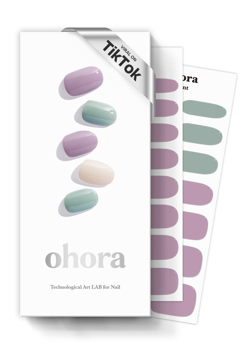 ohora semi cured gel nail strips N Tahiti purple green, salon-quality finish ready for show.