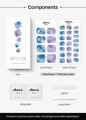 ohora semi-cured pedicure strips included-tools with prep pads and file