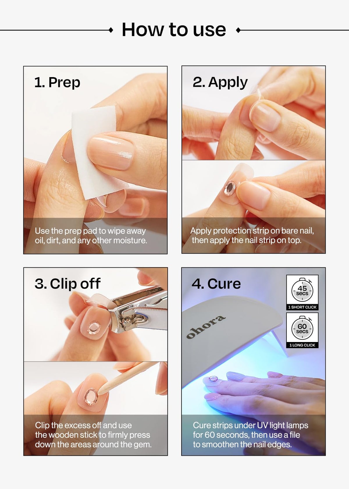 ohora semi-cured pedicure strips wear-test on toes