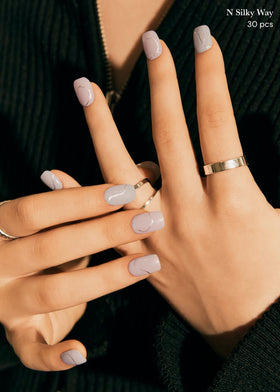 Ohora Silky Way nude gel nail strips shown in a clean manicure.