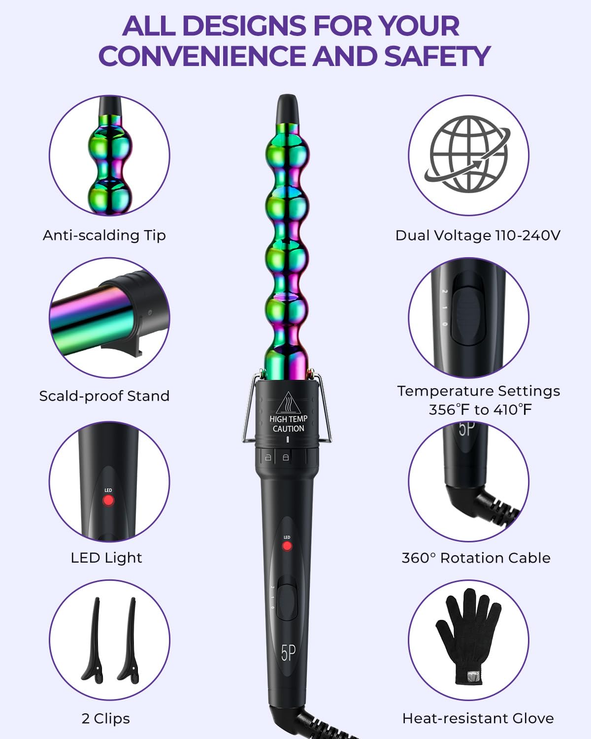 Ohuhu 360 swivel cord enables smooth movement during styling.