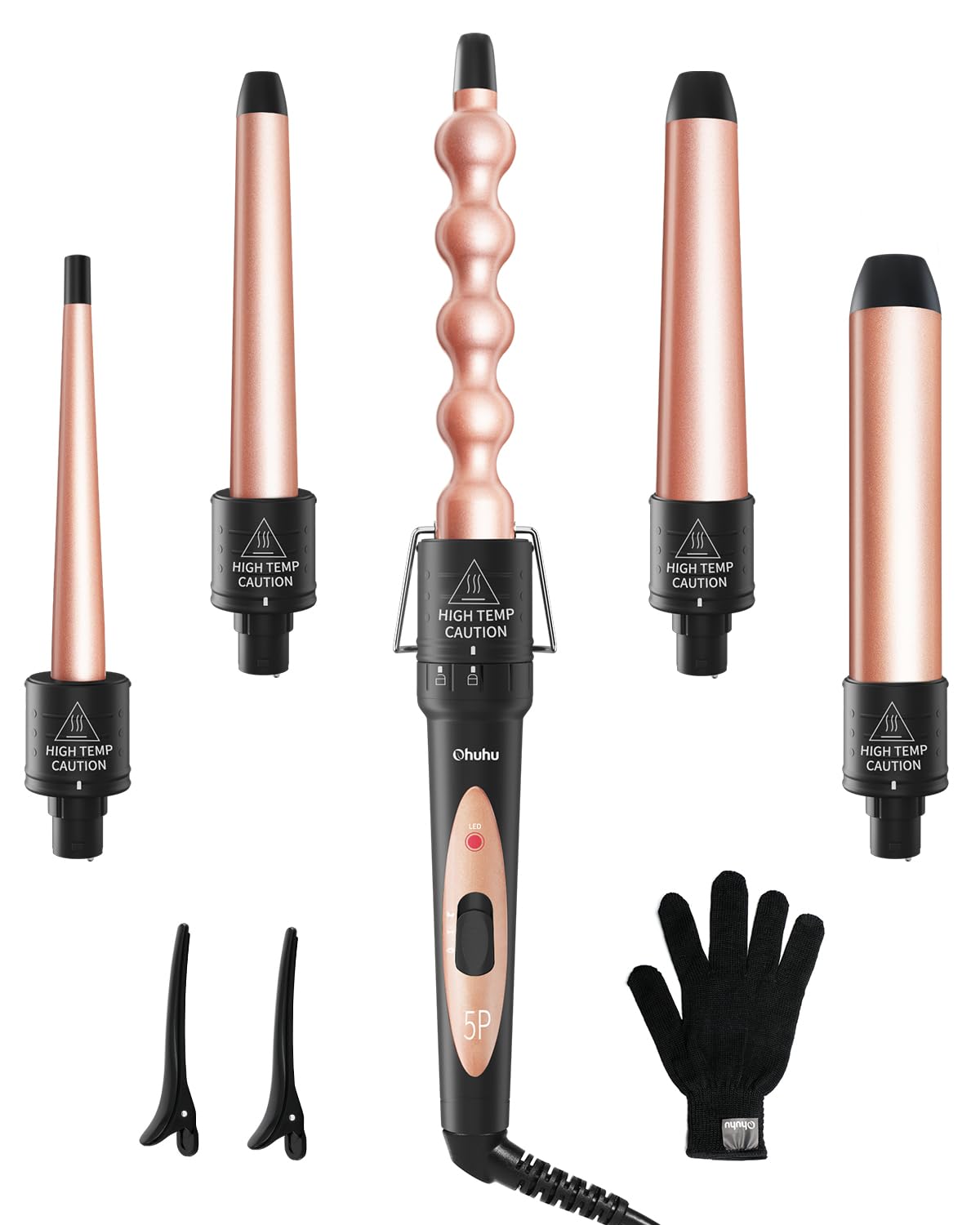 Ohuhu 5-in-1 curling wand set package for versatile styling options.