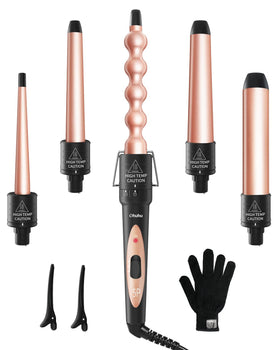 Ohuhu 5-in-1 curling wand set package for versatile styling options.