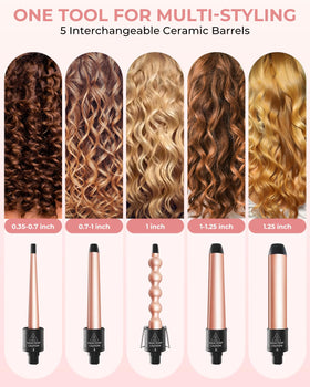 Ohuhu barrels collection 0.35 to 1.25 inch for varied curl sizes.
