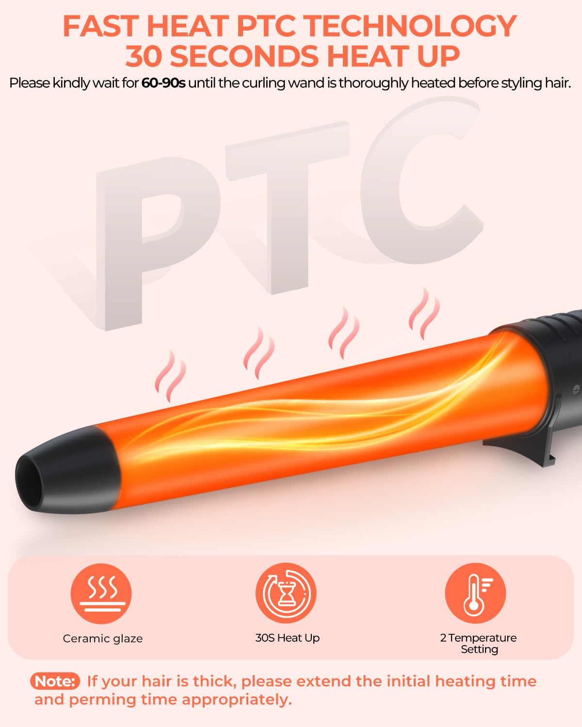 Ohuhu wand features ceramic-tourmaline coating for smooth, shiny curls.